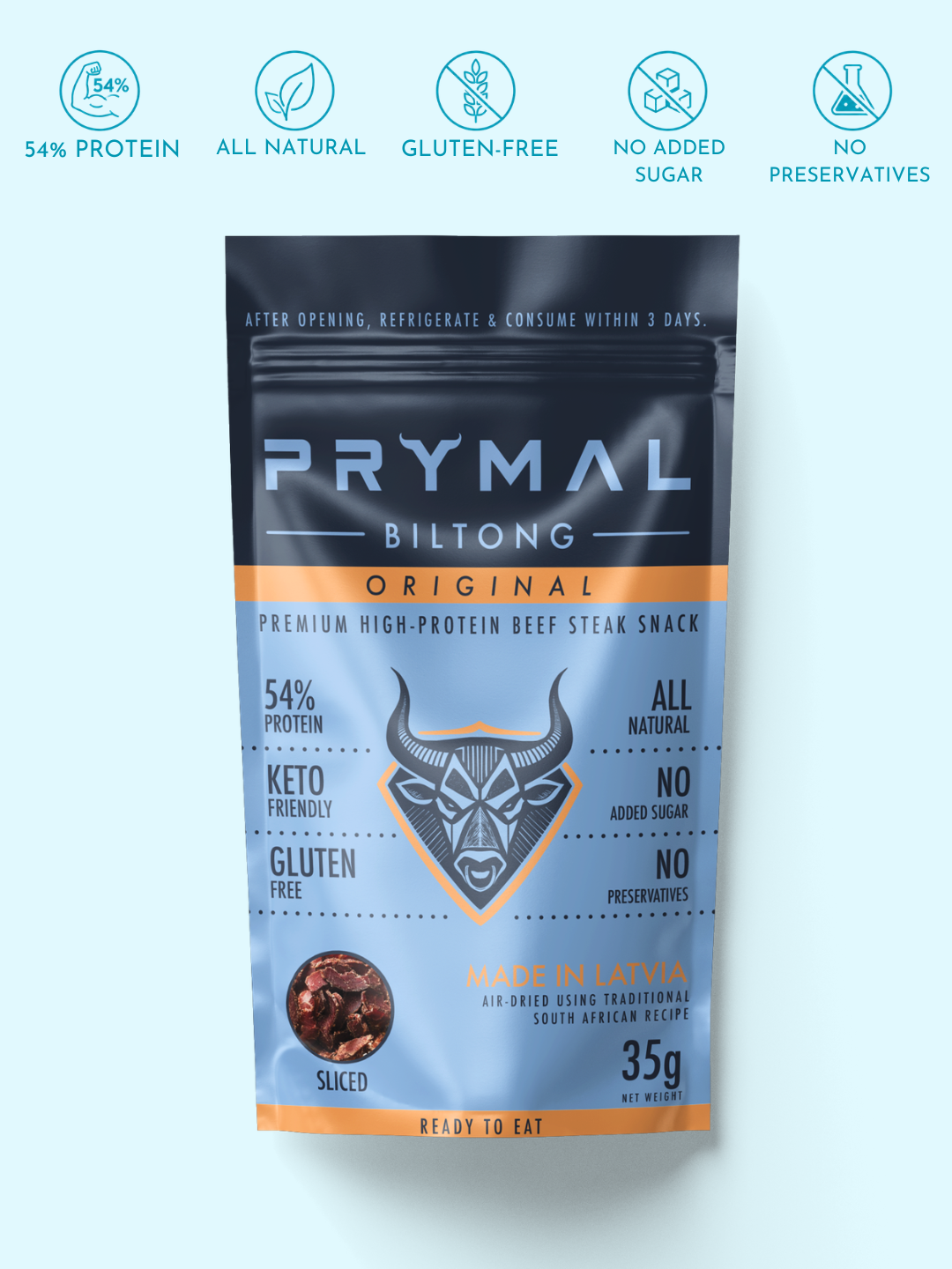 PRYMAL Original Biltong high protein beef snack