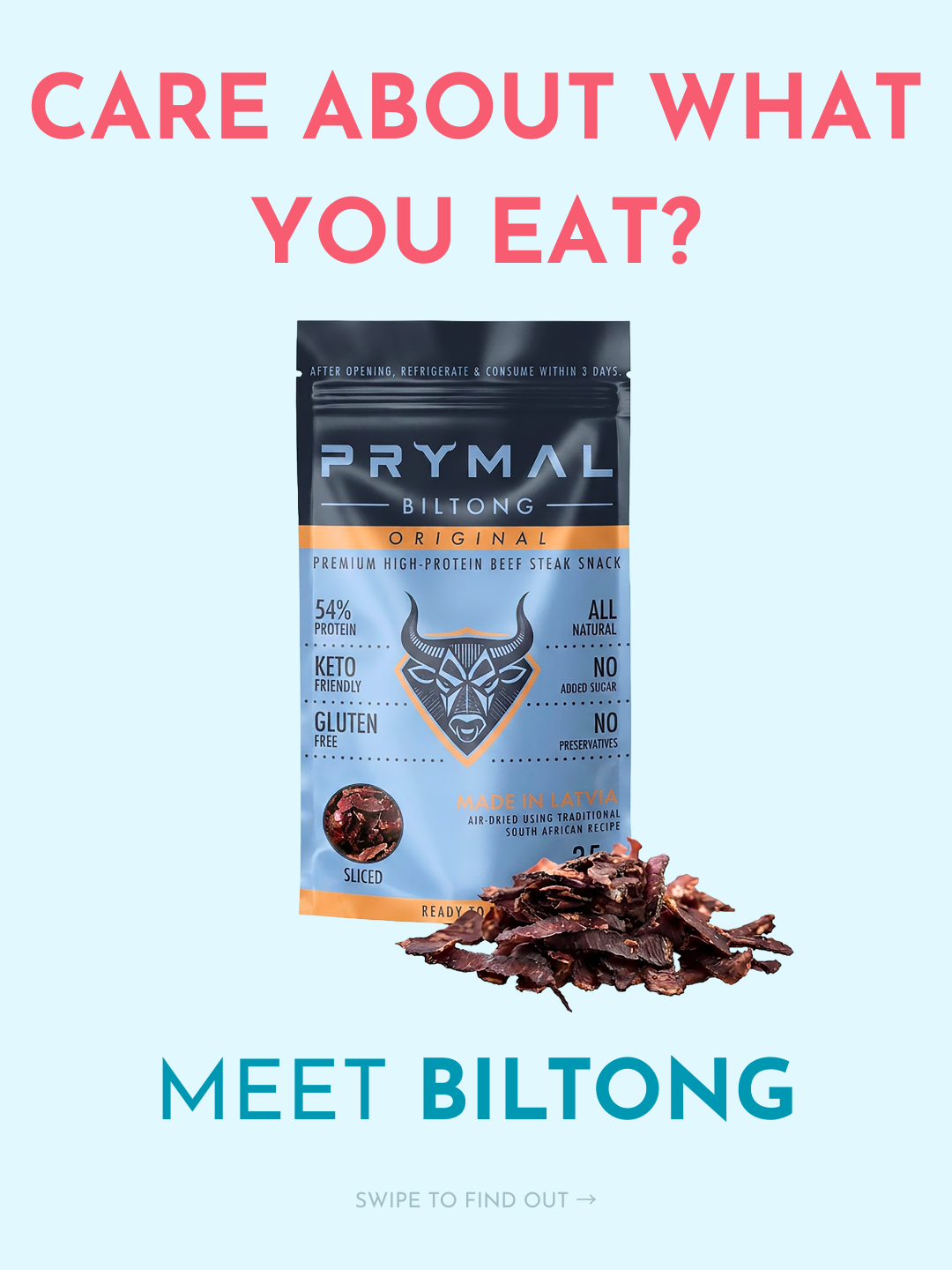PRYMAL Original Biltong high protein beef snack