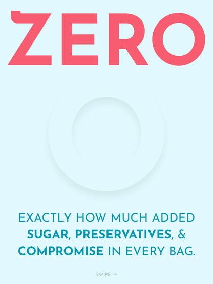 Product description with 'ZERO' branding on a light blue background
