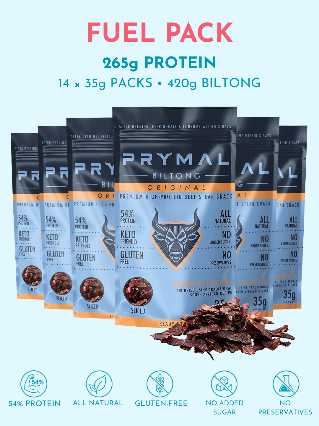 Original Biltong, Fuel Pack, 265g of protein